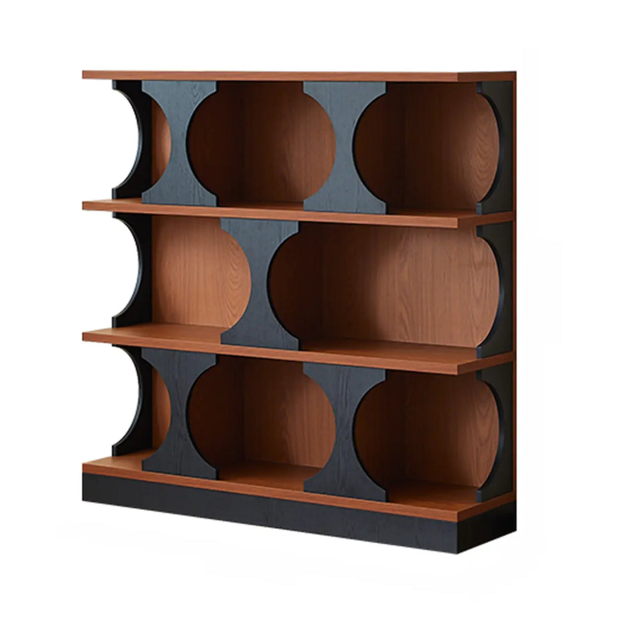 Mid-Century Modern Closed Back Wood Brown Vertical Bookshelf Image - 9