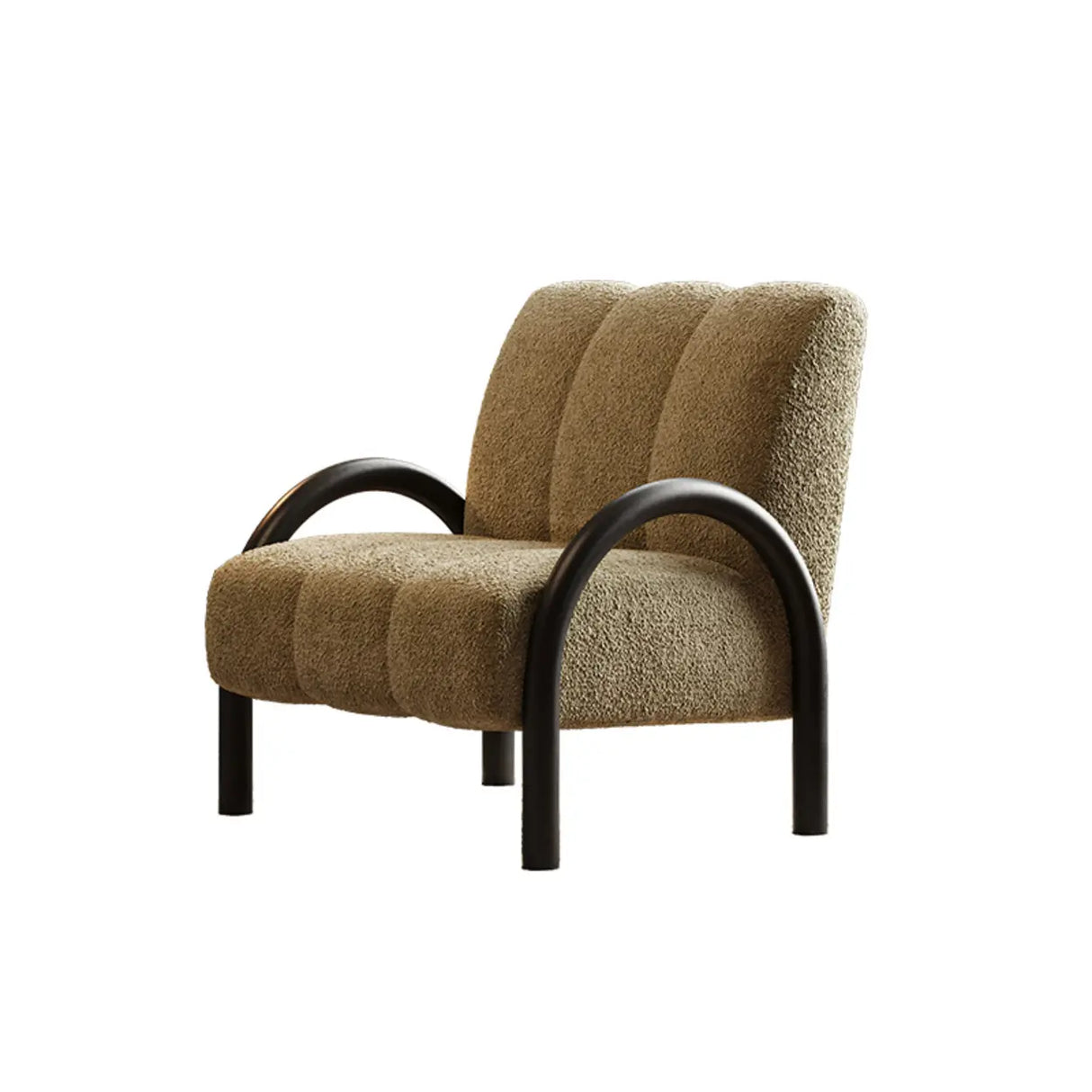 Mid-Century Modern Curved Back Chenille Green Accent Chair Image - 2