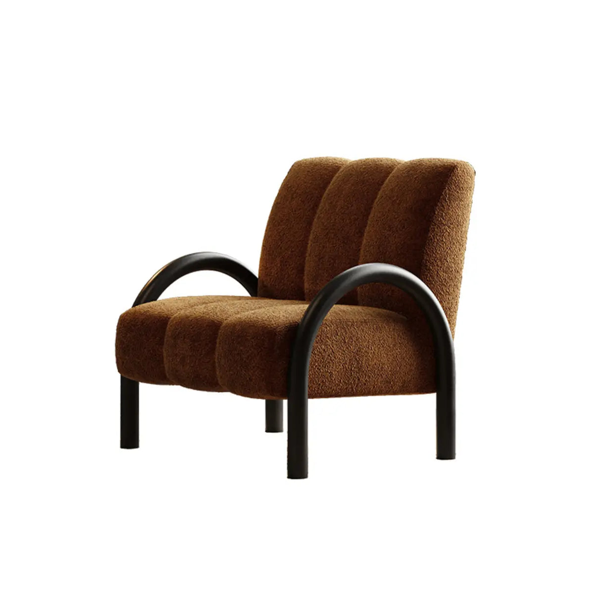 Mid-Century Modern Curved Back Chenille Green Accent Chair Image - 3