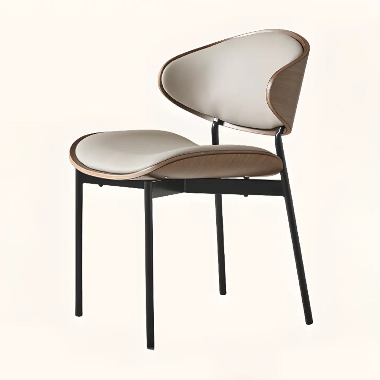 Mid-Century Modern Curved Back Upholstered Dining Chairs Image - 4