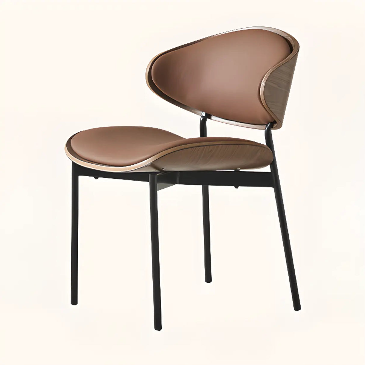 Mid-Century Modern Curved Back Upholstered Dining Chairs Image - 5