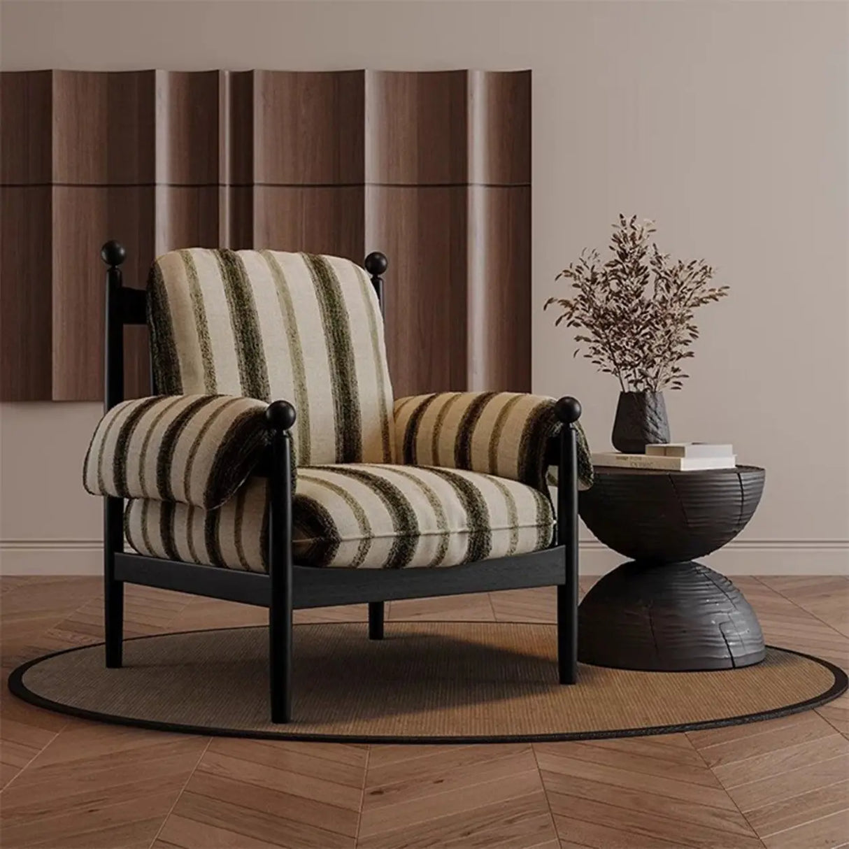 Mid-Century Modern Designer High Back Upholstery Accent Chair Image - 2