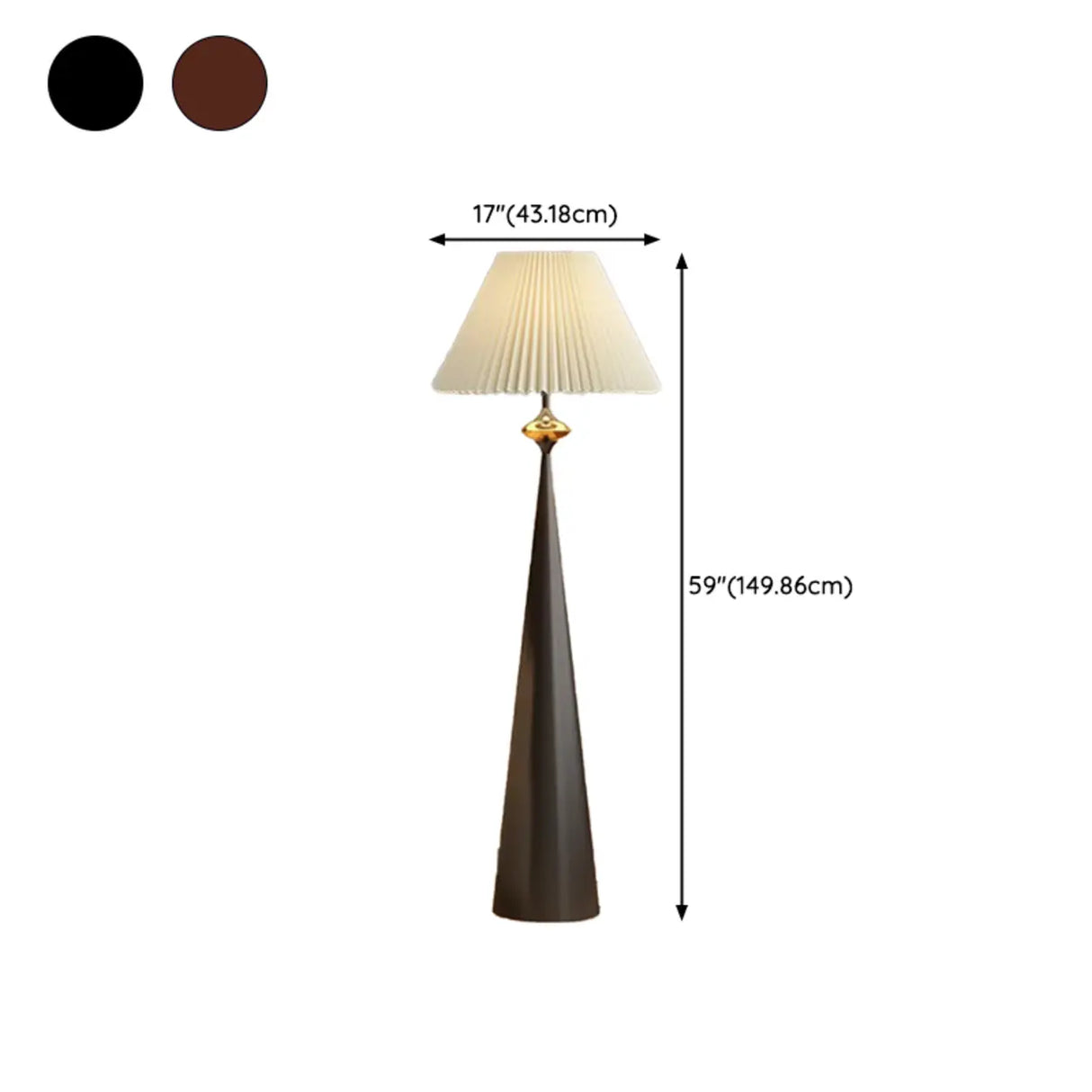 Mid-Century Modern Fabric Shade Tapered Metal Floor Lamp