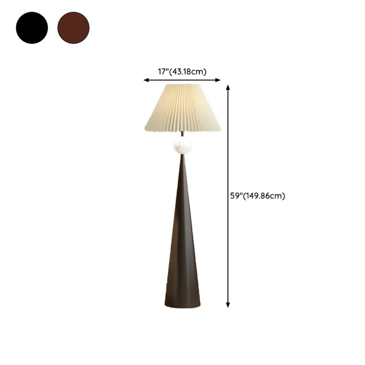 Mid-Century Modern Fabric Shade Tapered Metal Floor Lamp Image - 24