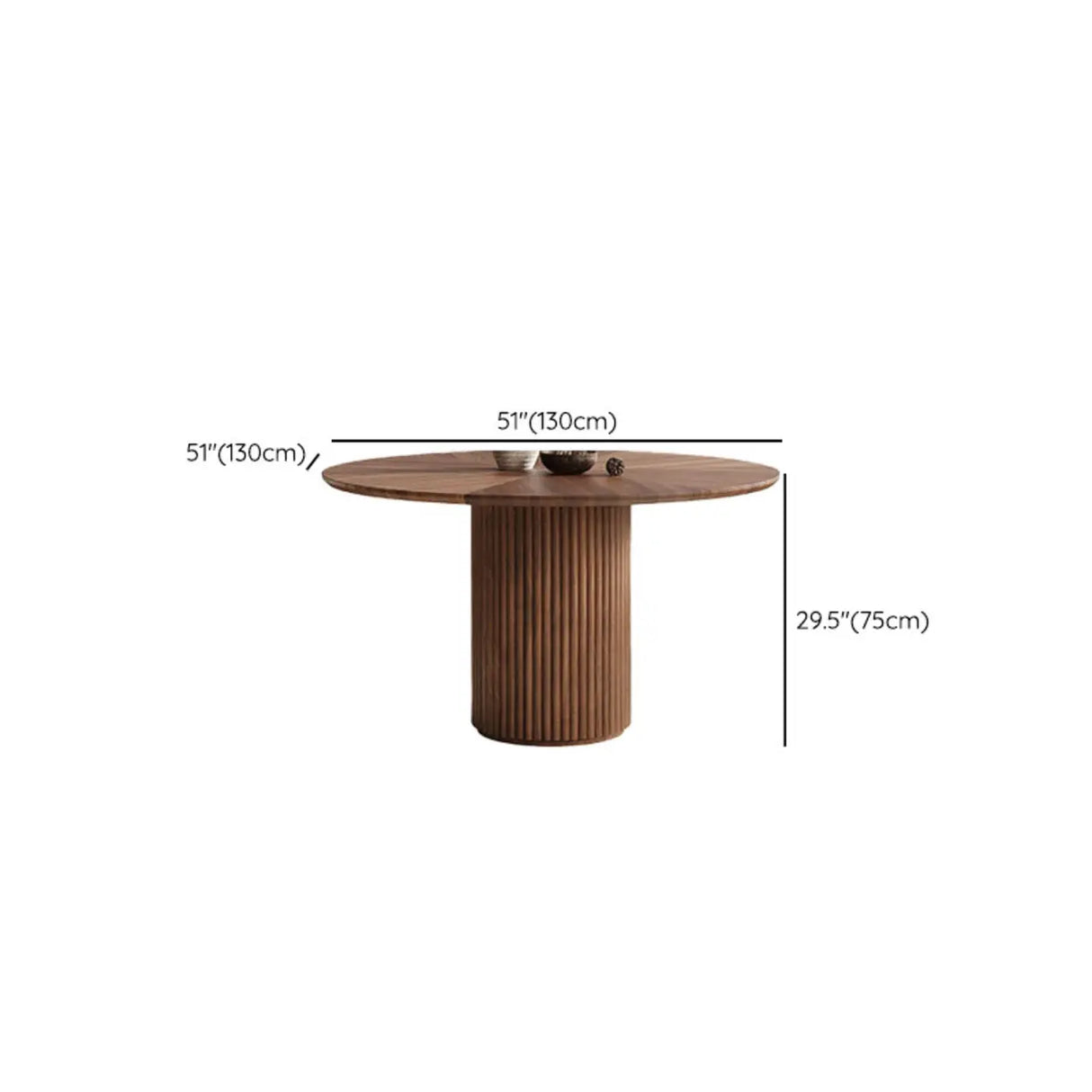 Mid-Century Modern Fluted Pedestal Round Wood Dining Table Image - 9