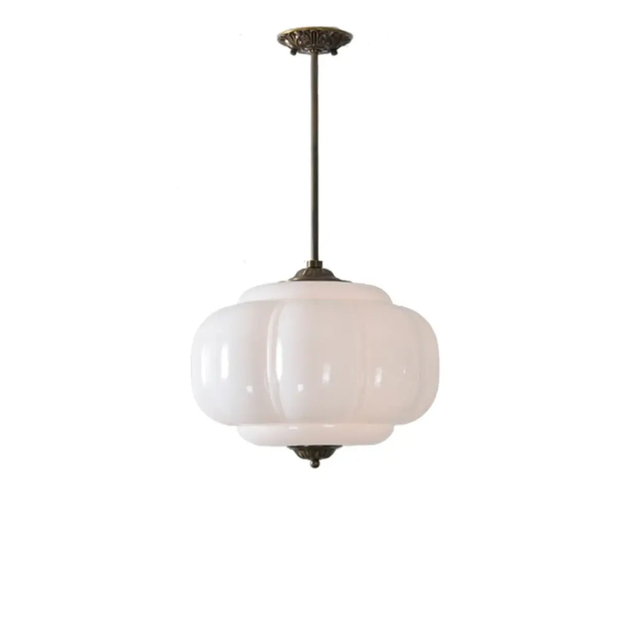 Mid-Century Modern Glass Pumpkim Round Pendant Light Image - 11