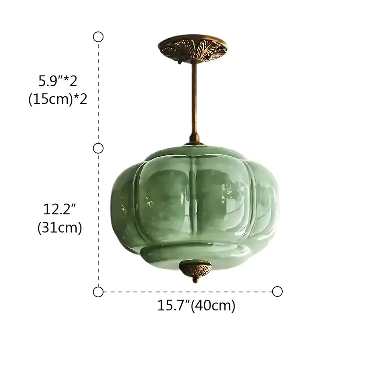 Mid-Century Modern Glass Pumpkim Round Pendant Light