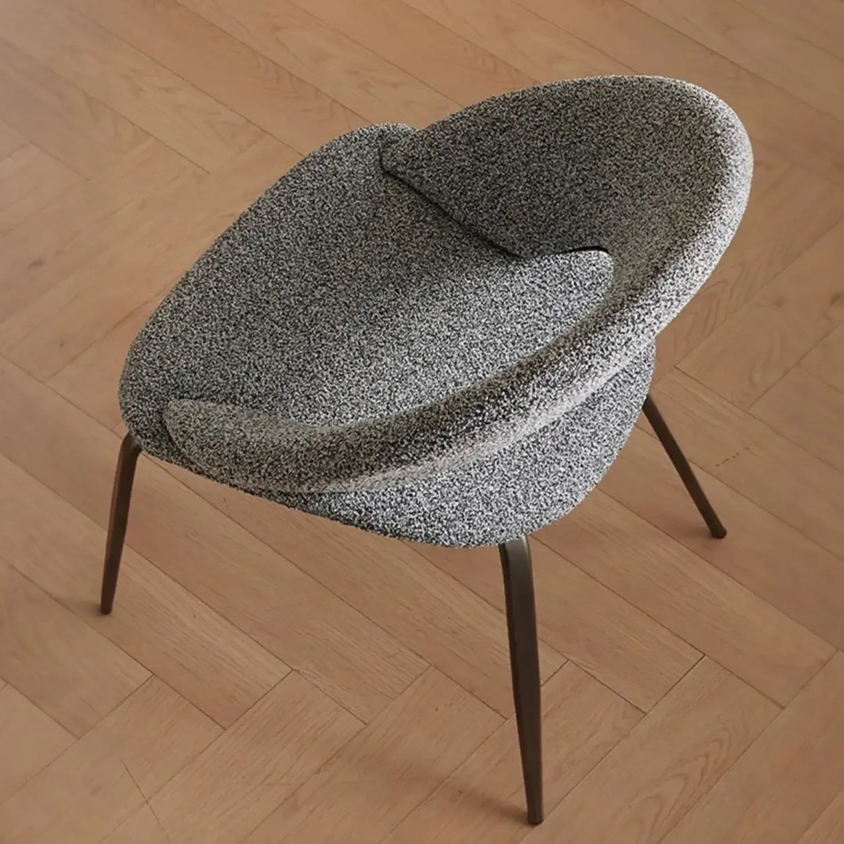 Mid Century Modern Gray Linen Open Back Dining Chair Image - 3