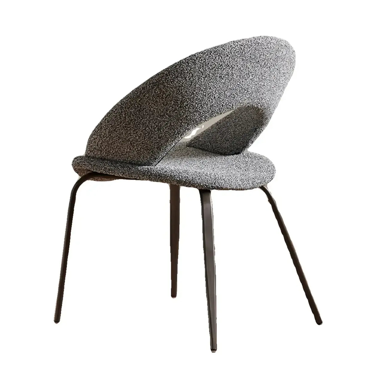 Mid Century Modern Gray Linen Open Back Dining Chair Image - 7