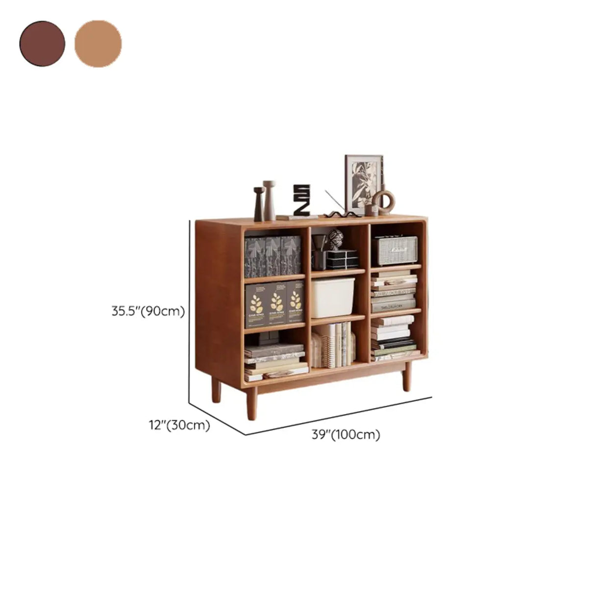 Mid-Century Modern Horizontal Vertical Wood Bookshelf