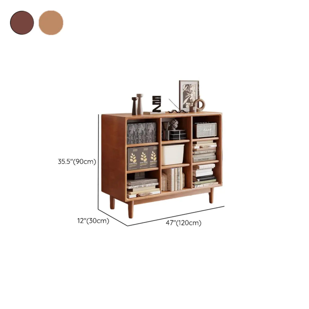 Mid-Century Modern Horizontal Vertical Wood Bookshelf Image - 11