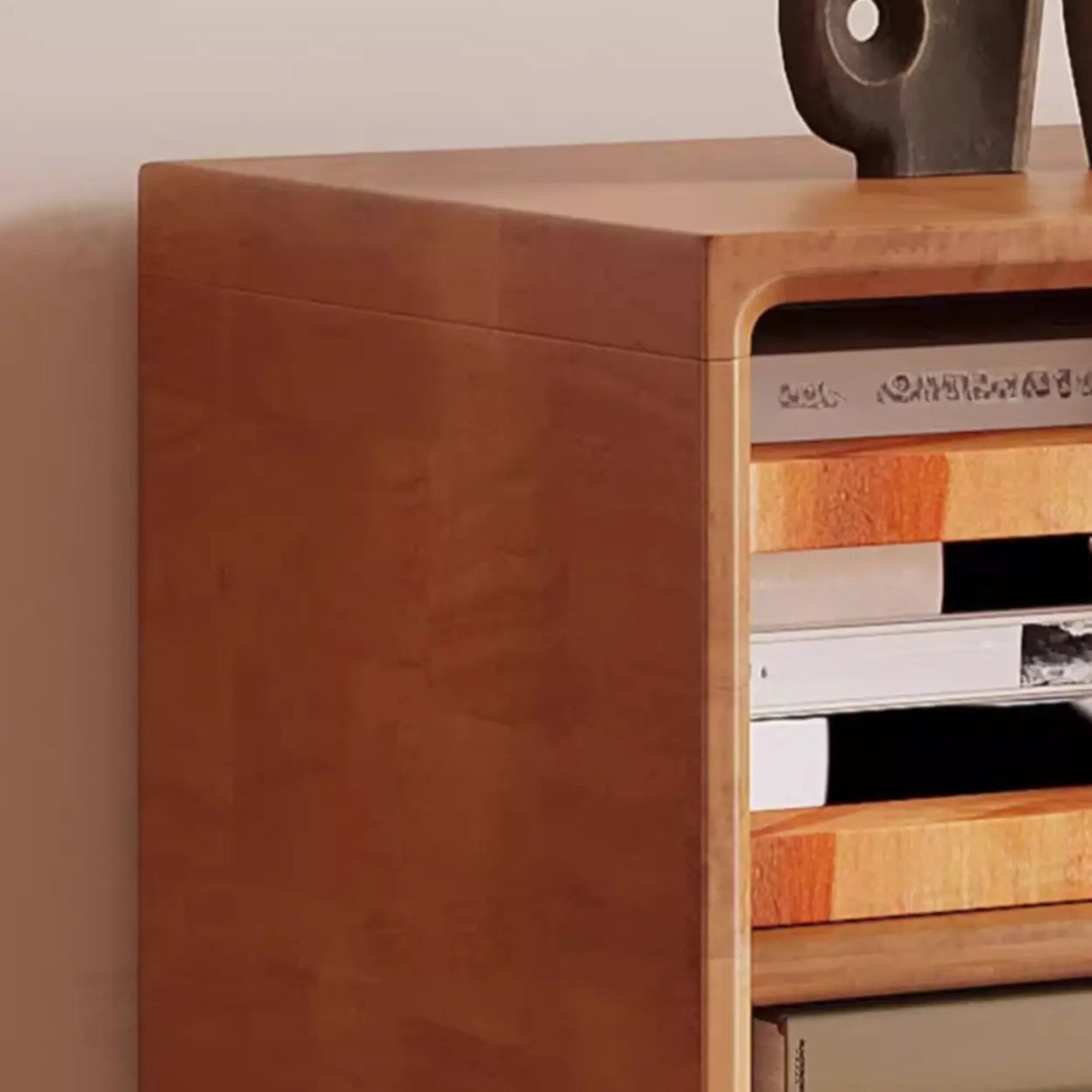 Mid-Century Modern Horizontal Vertical Wood Bookshelf Image - 4