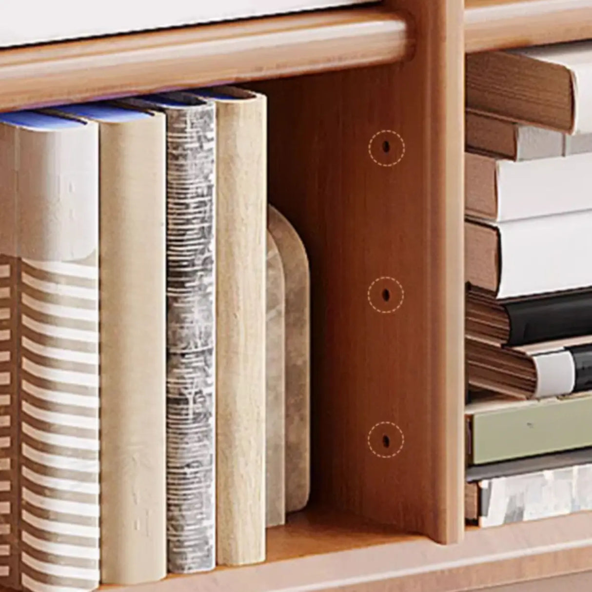 Mid-Century Modern Horizontal Vertical Wood Bookshelf Image - 5