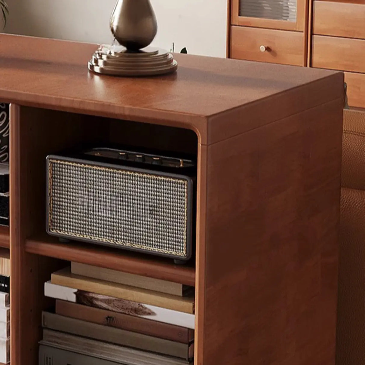 Mid-Century Modern Horizontal Vertical Wood Bookshelf Image - 6