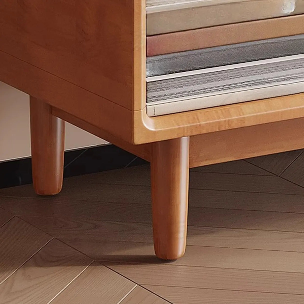 Mid-Century Modern Horizontal Vertical Wood Bookshelf Image - 9