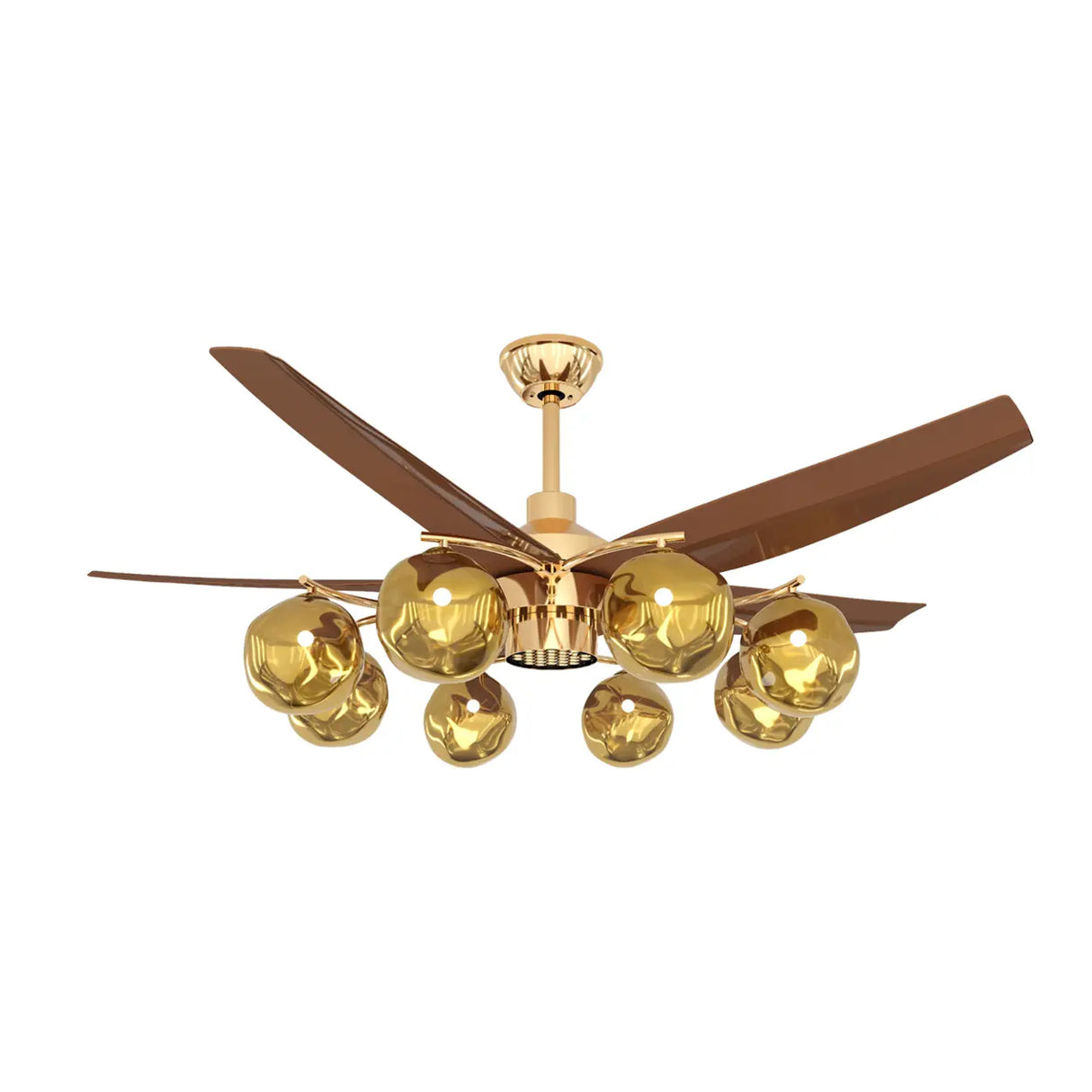 Mid-Century Modern Large Gold Ceiling Fan With Light Image - 9