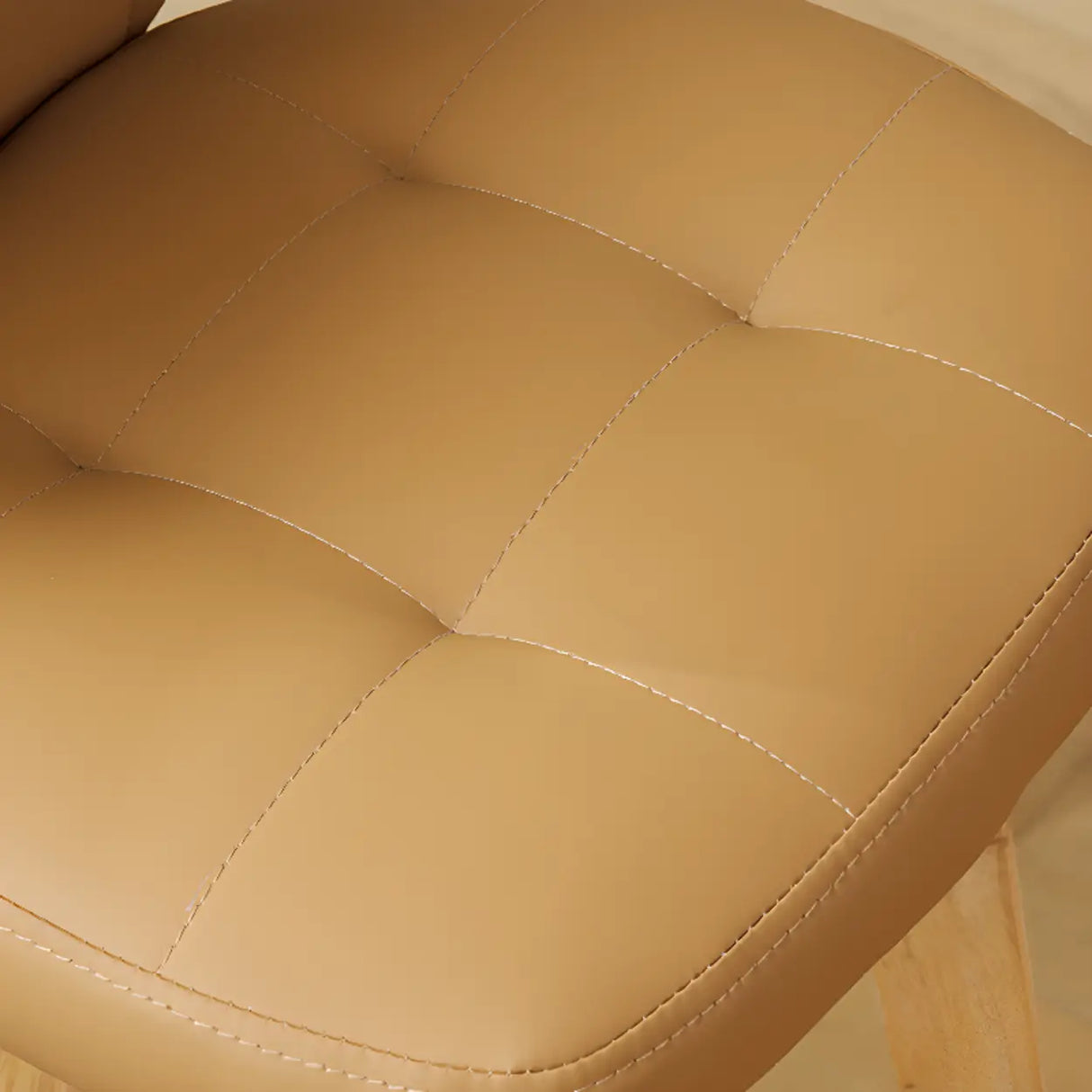 Mid-Century Modern Leather Bar Stool with Wooden Legs Image - 7