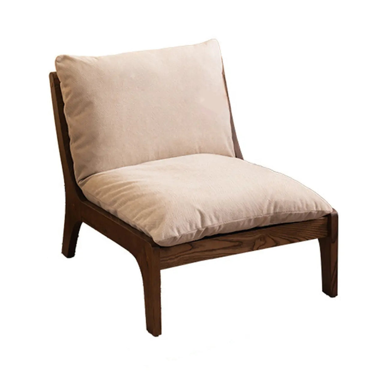 Mid-Century Modern Leather Brown Cushion Back Accent Chair Image - 5