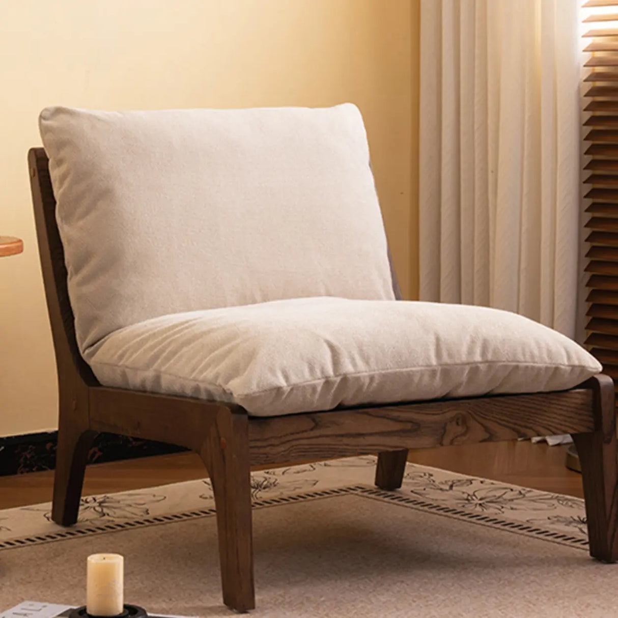 Mid-Century Modern Leather Brown Cushion Back Accent Chair Image - 6