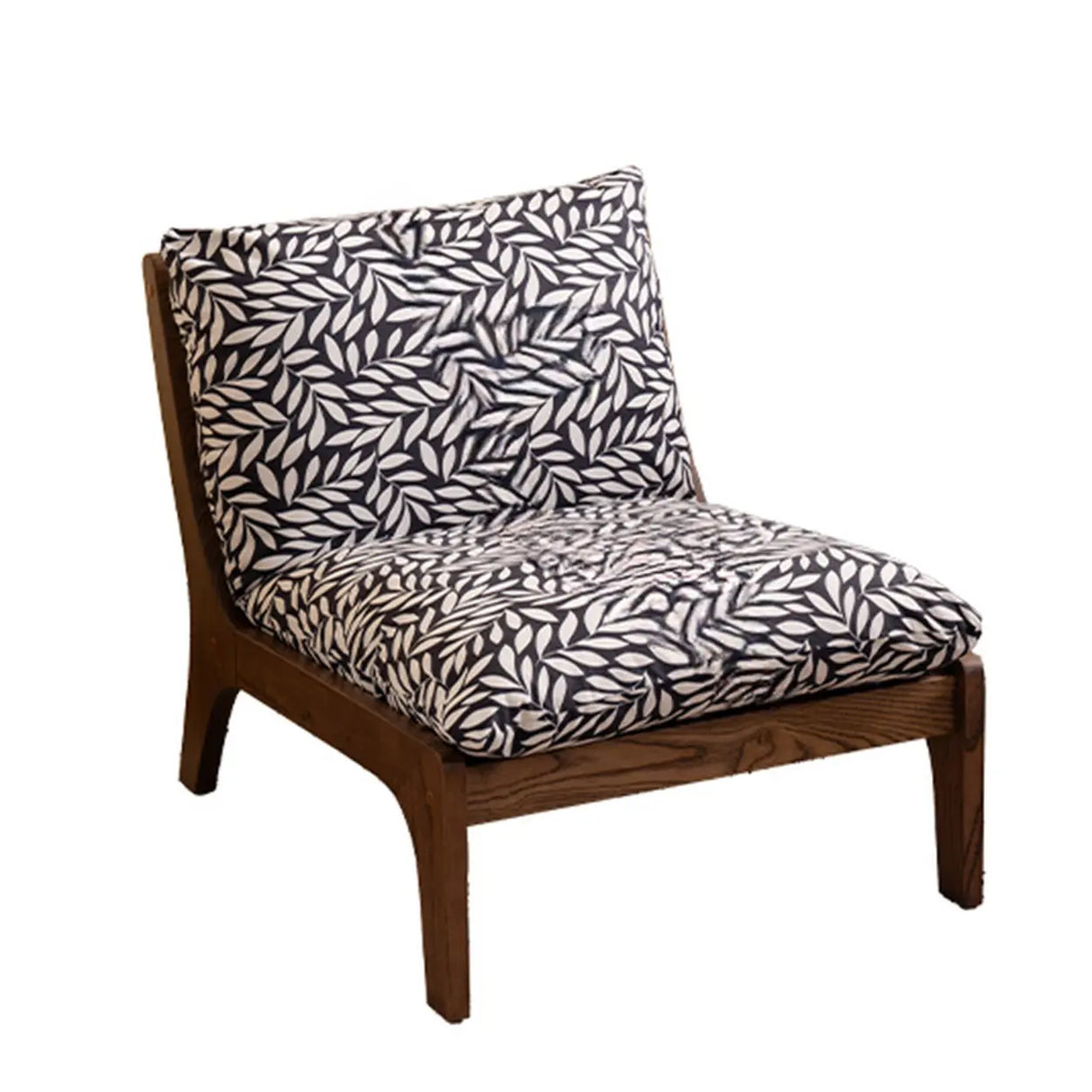 Mid-Century Modern Leather Brown Cushion Back Accent Chair Image - 7