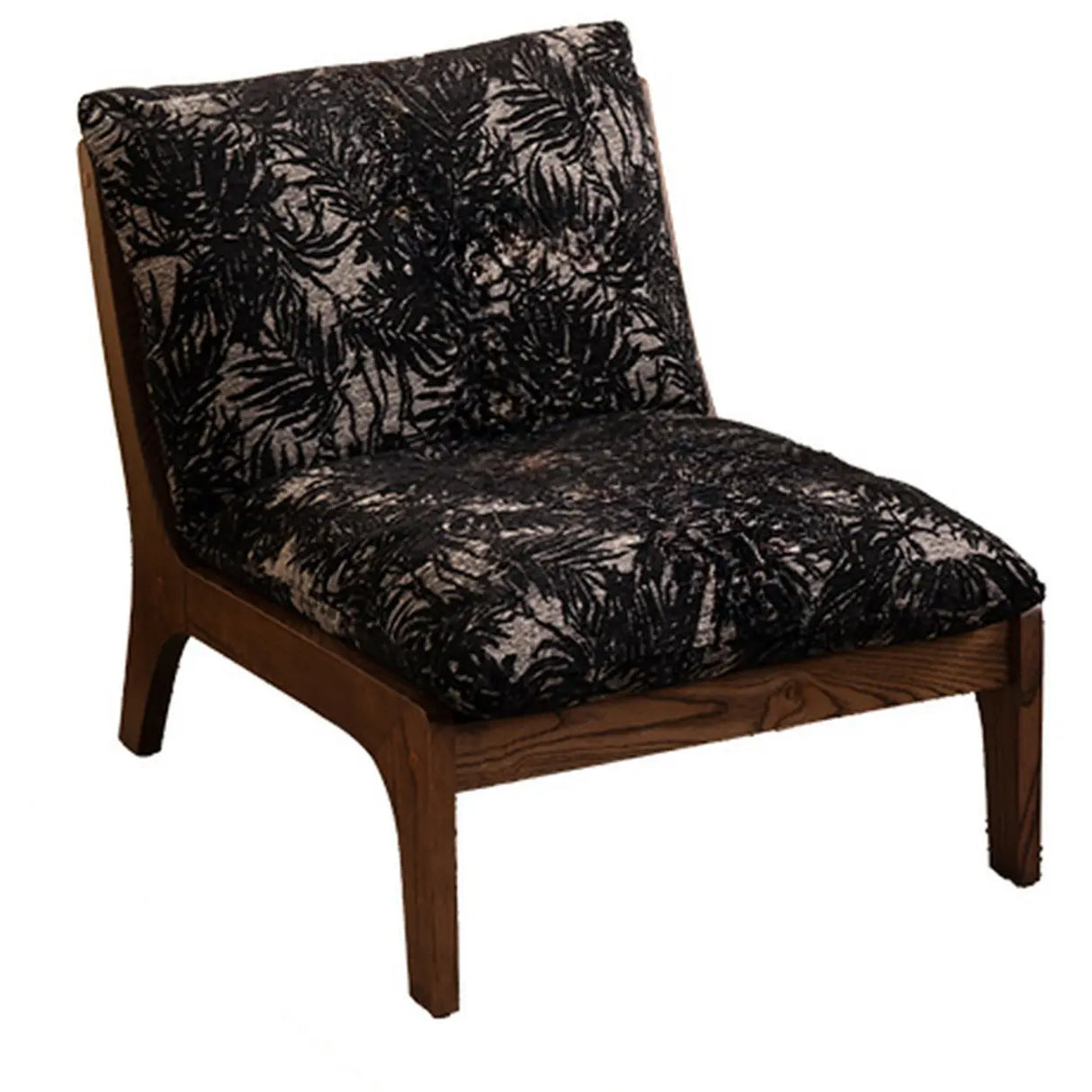 Mid-Century Modern Leather Brown Cushion Back Accent Chair Image - 9