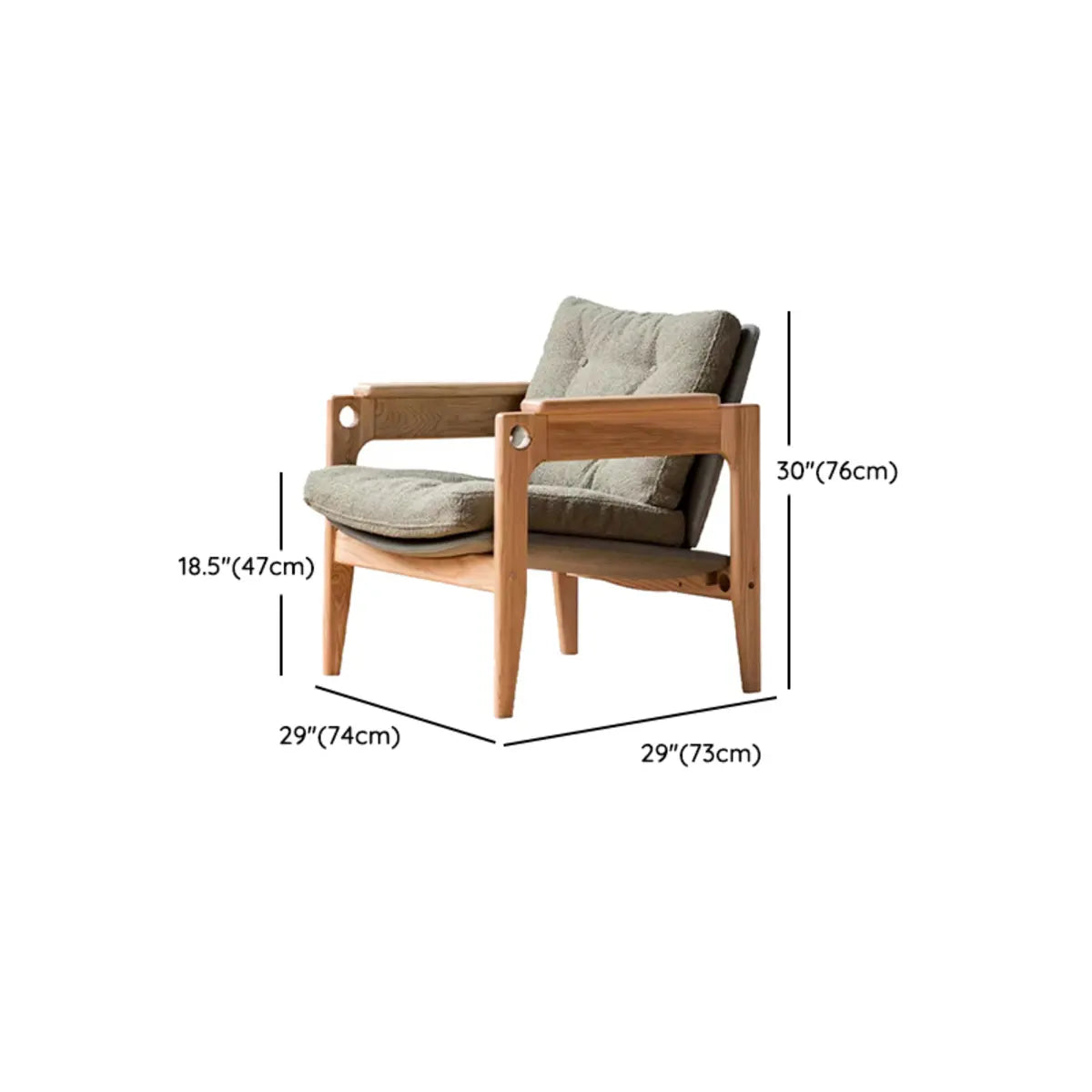 Mid-Century Modern Leather Wood Four Legs Arm Chair Image - 14