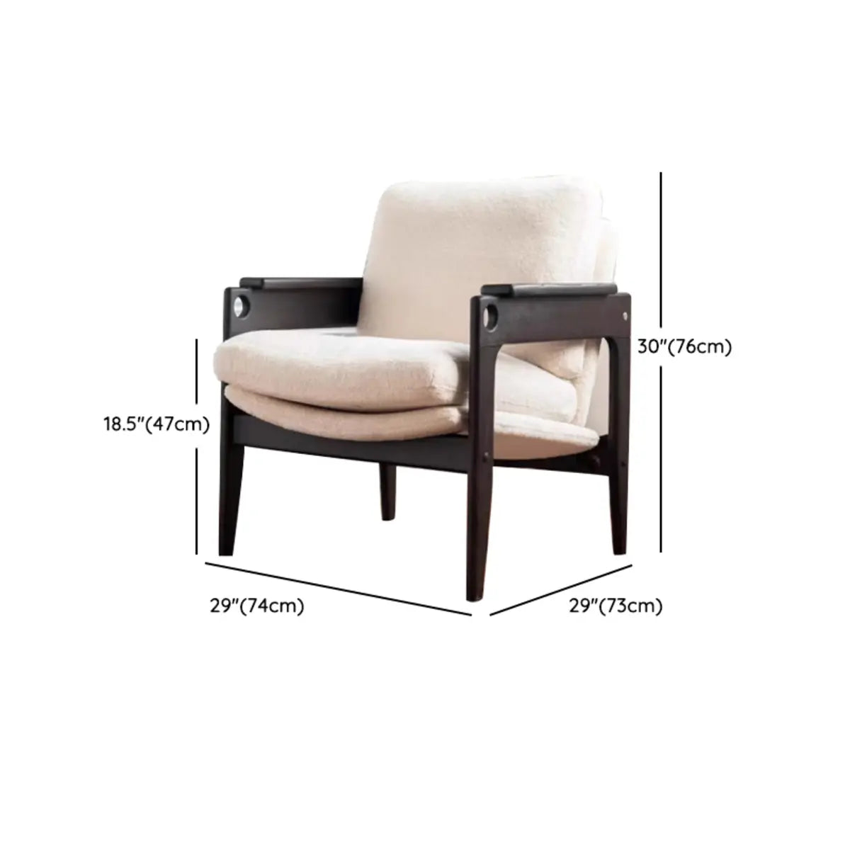 Mid-Century Modern Leather Wood Four Legs Arm Chair Image - 15