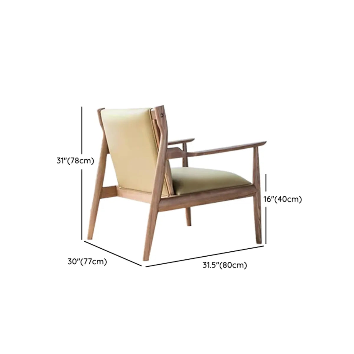 Mid-Century Modern Leather Wood Four Legs Arm Chair Image - 16