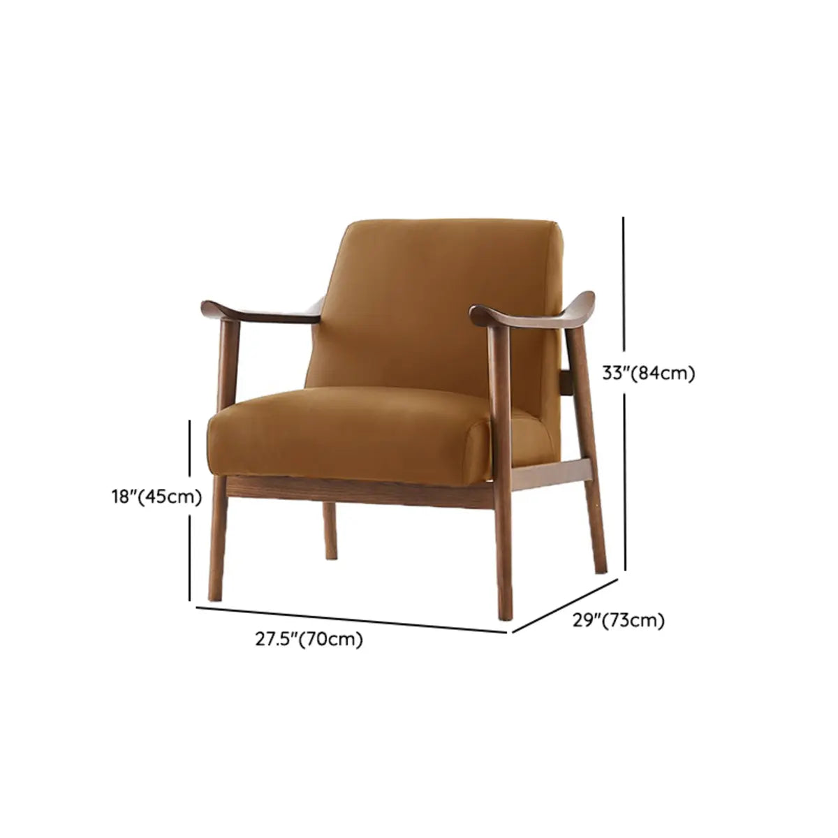 Mid-Century Modern Leather Wood Four Legs Arm Chair Image - 17