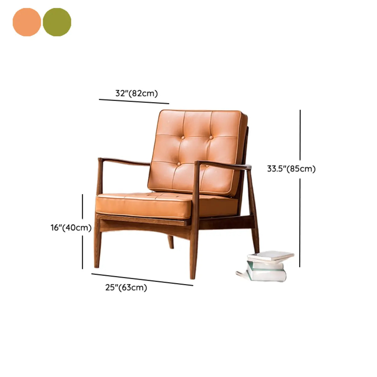 Mid-Century Modern Leather Wood Four Legs Arm Chair Image - 18