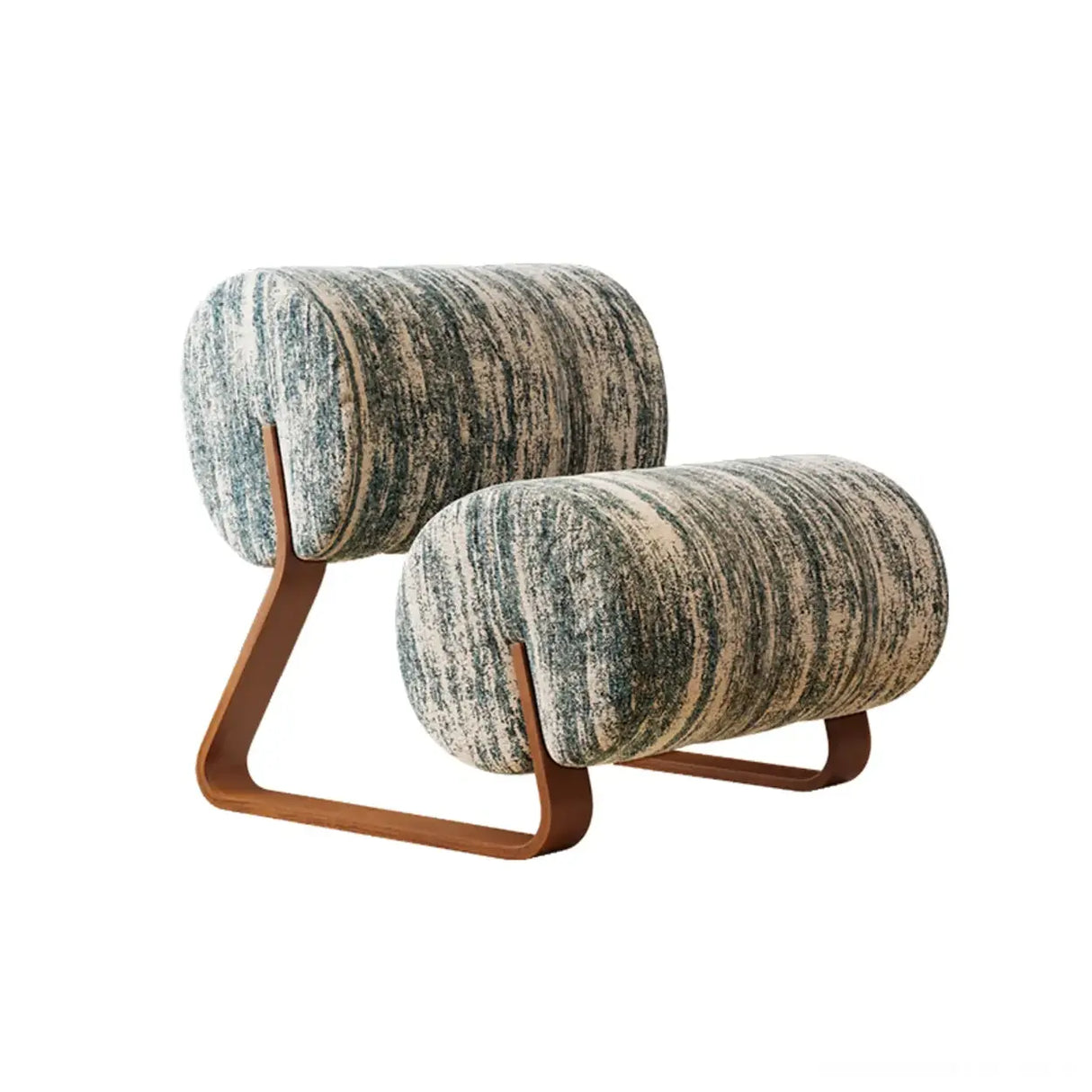 Mid-Century Modern Off-White Sherpa Unique Armless Accent Chair Image - 3