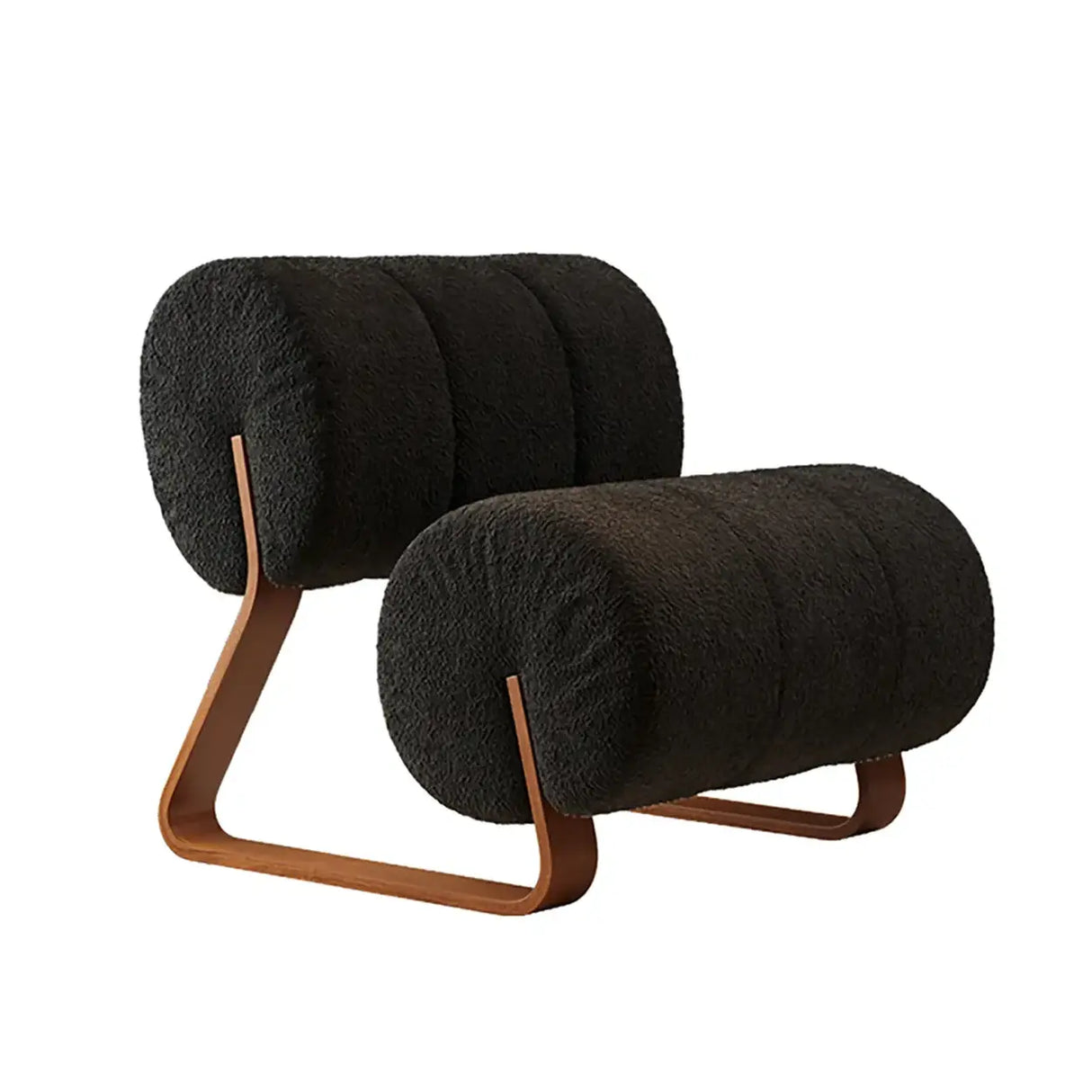 Mid-Century Modern Off-White Sherpa Unique Armless Accent Chair Image - 5