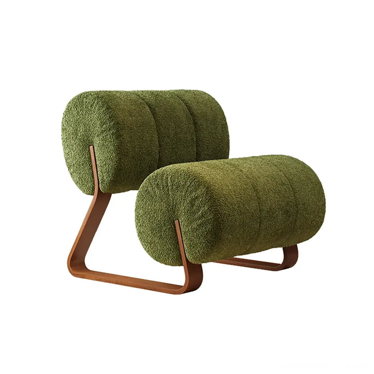 Mid-Century Modern Off-White Sherpa Unique Armless Accent Chair Image - 6