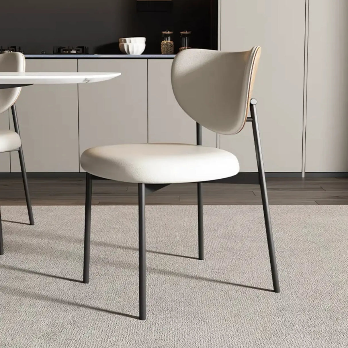 Mid-Century Modern Open Back Upholstered Dining Chairs Image - 3