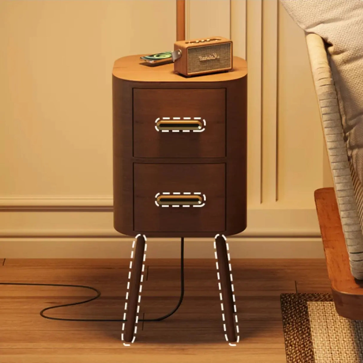 Mid-Century Modern Orange Floor Lamp with Table Drawers Image - 9