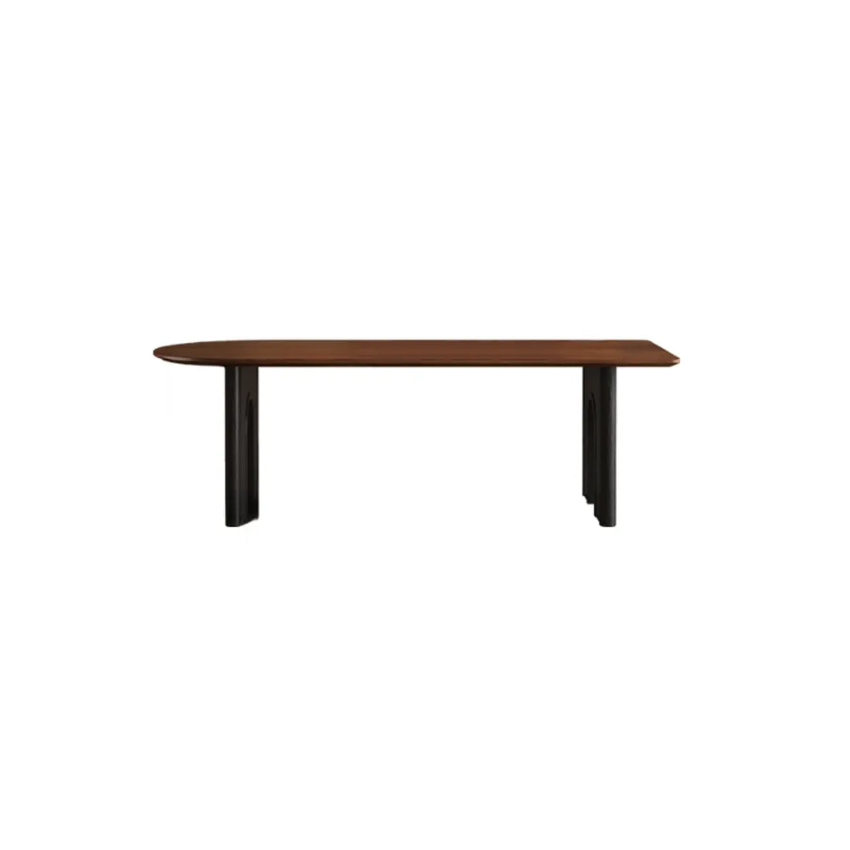 Mid-Century Modern Peninsula Wood Brown Dining Table Image - 7