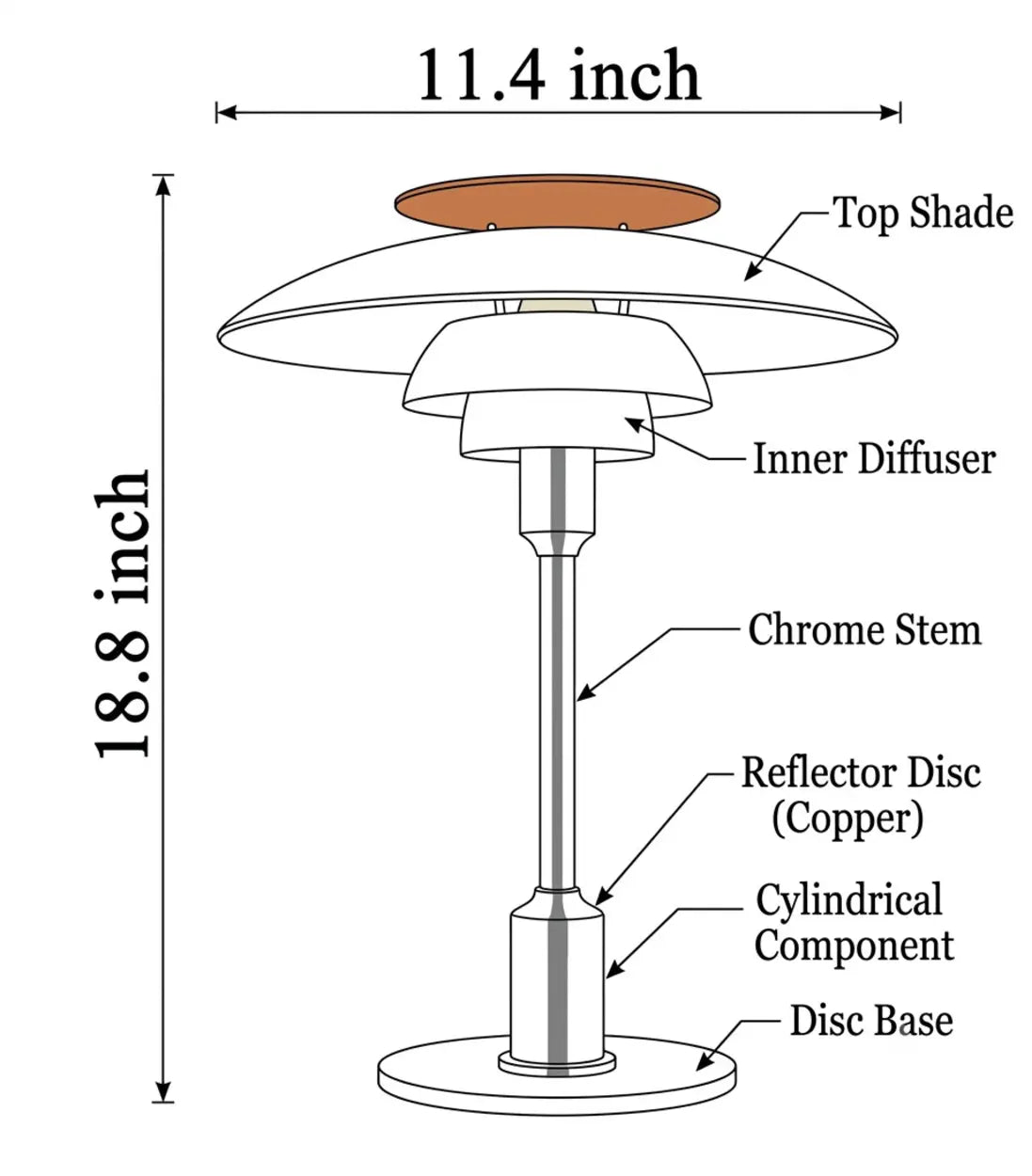Mid-Century Modern Press-Button Glass Tiered LED Table Lamp