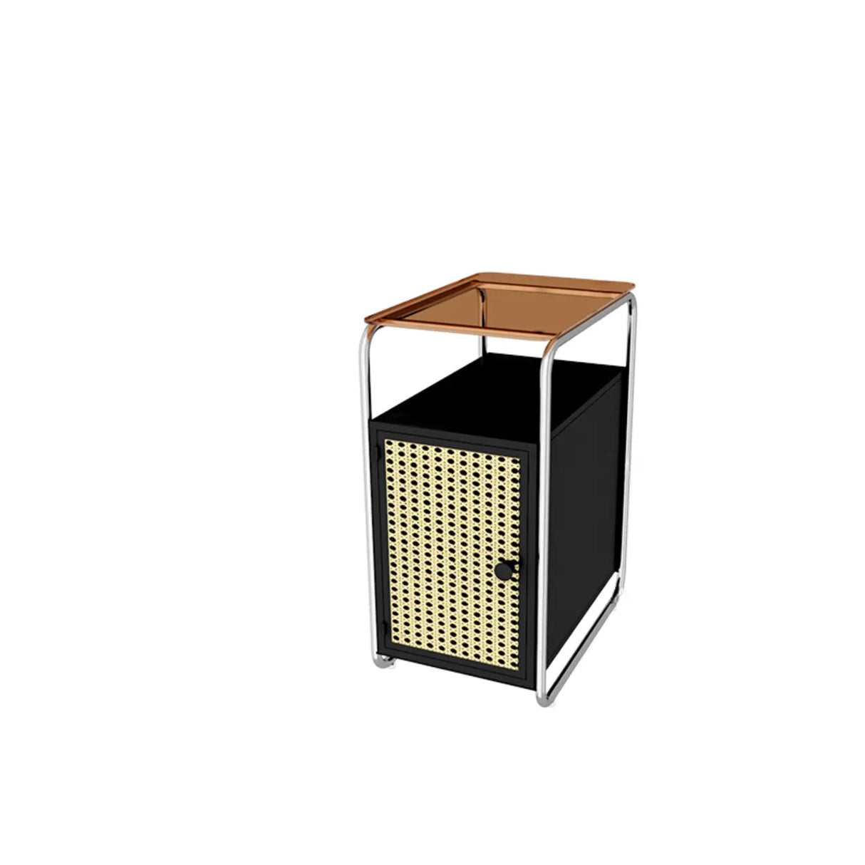 Mid-Century Modern Rectangular Metal Side Table with Cabinet Image - 2