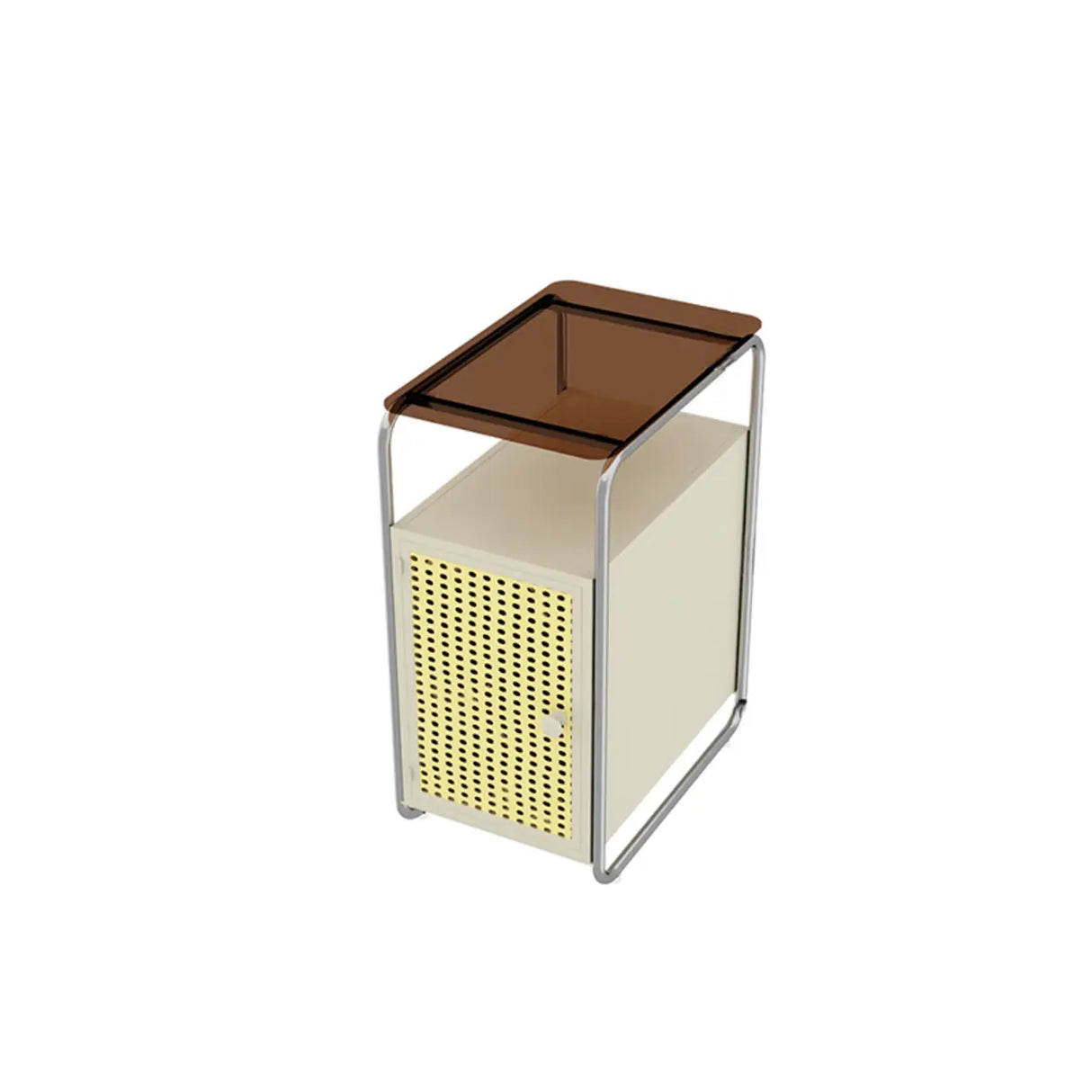 Mid-Century Modern Rectangular Metal Side Table with Cabinet Image - 3