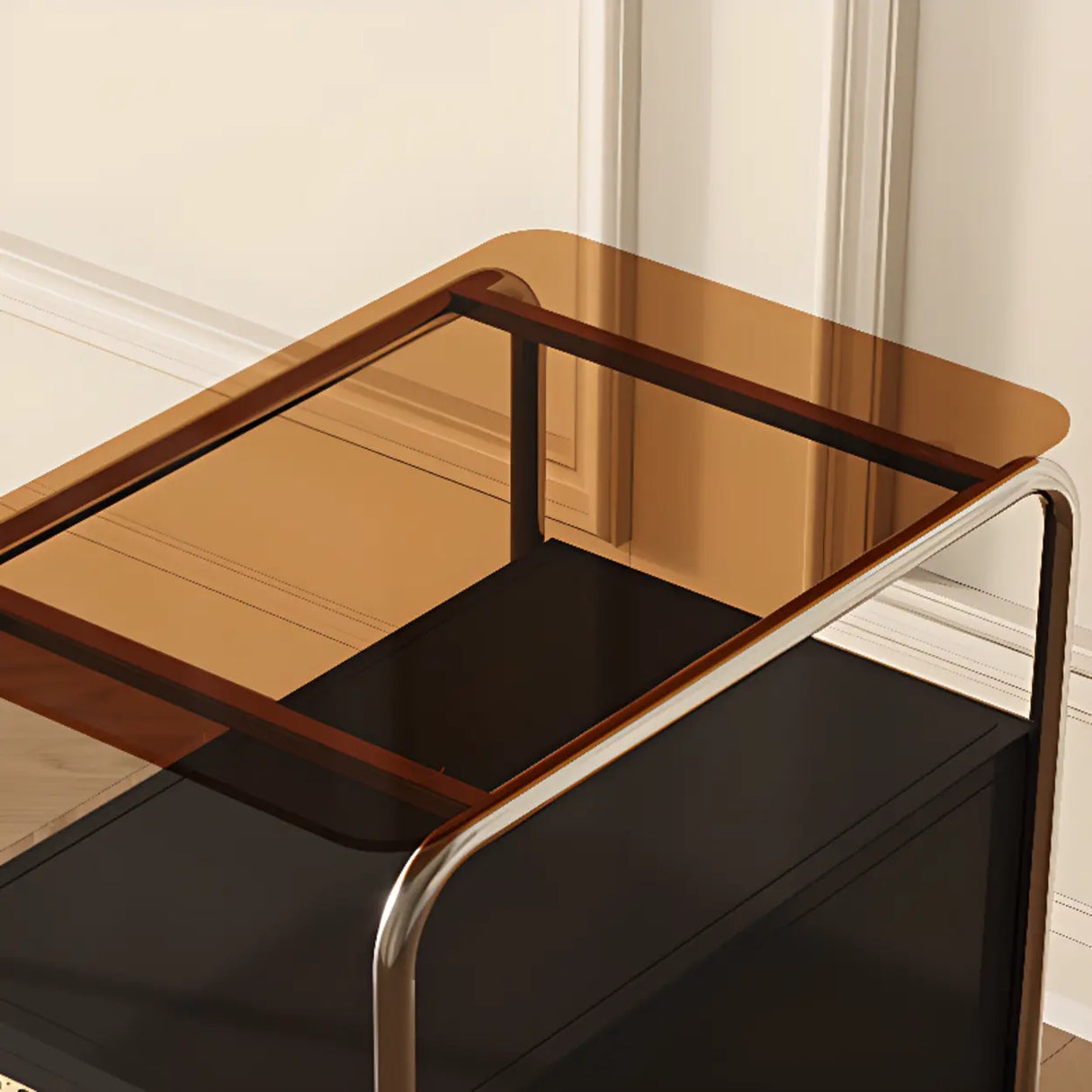 Mid-Century Modern Rectangular Metal Side Table with Cabinet Image - 8