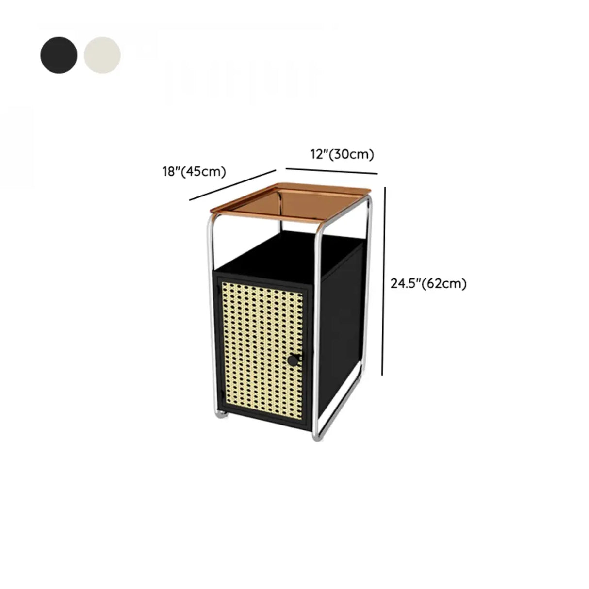 Mid-Century Modern Rectangular Metal Side Table with Cabinet