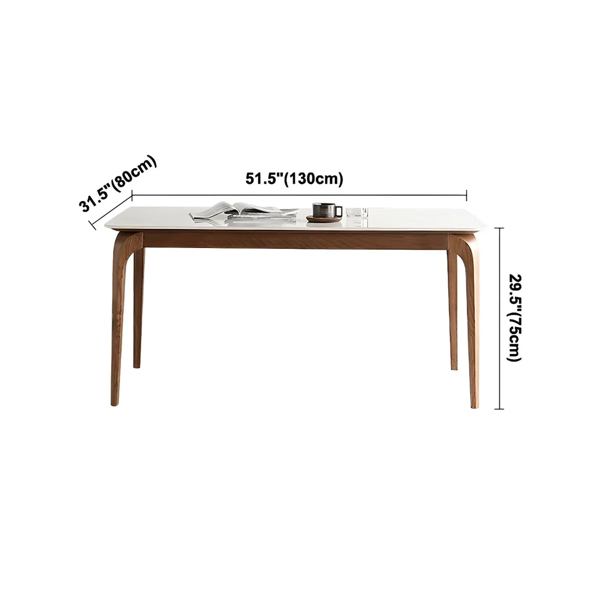 Mid-Century Modern Rectangular White Stone Dining Table Image - 12