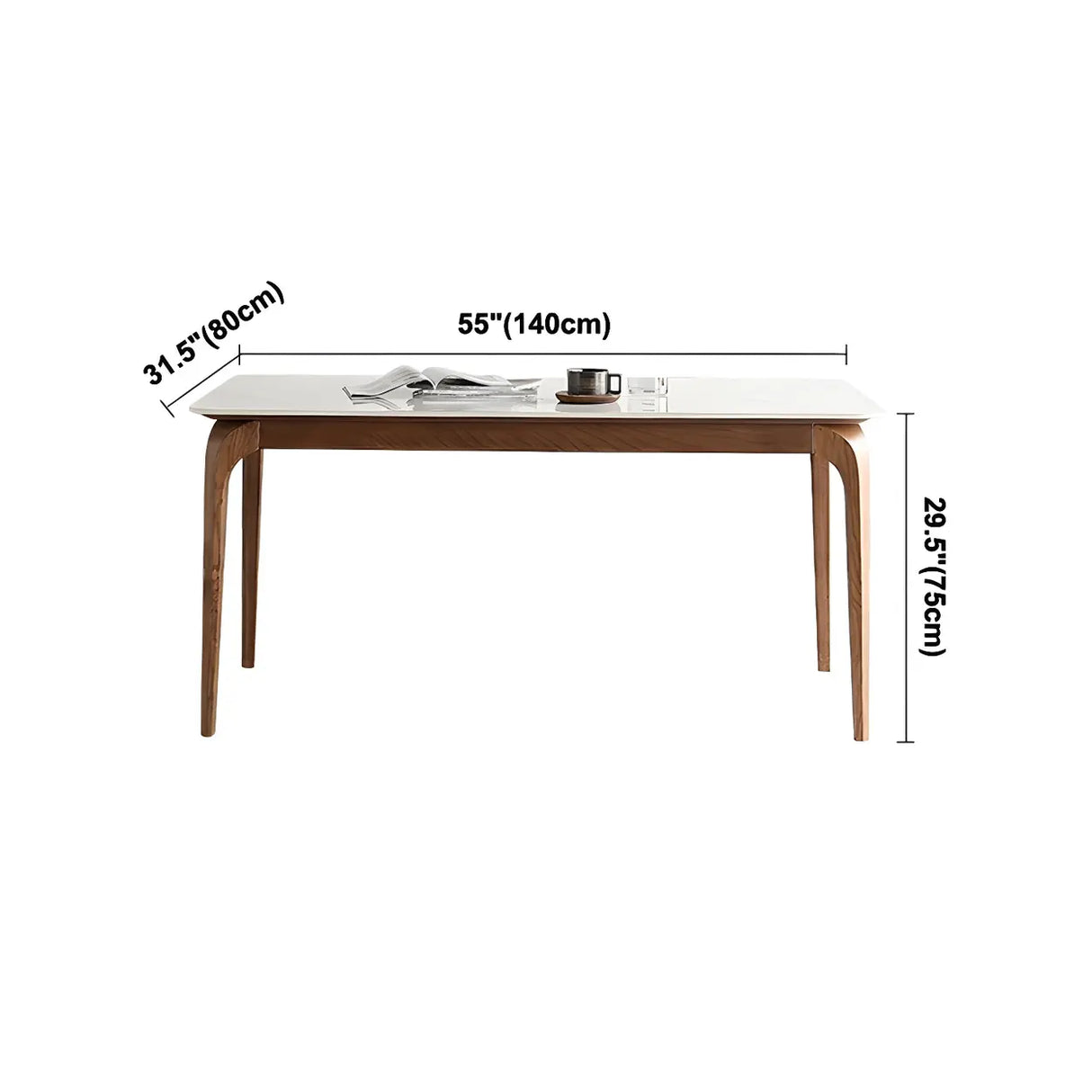 Mid-Century Modern Rectangular White Stone Dining Table Image - 13