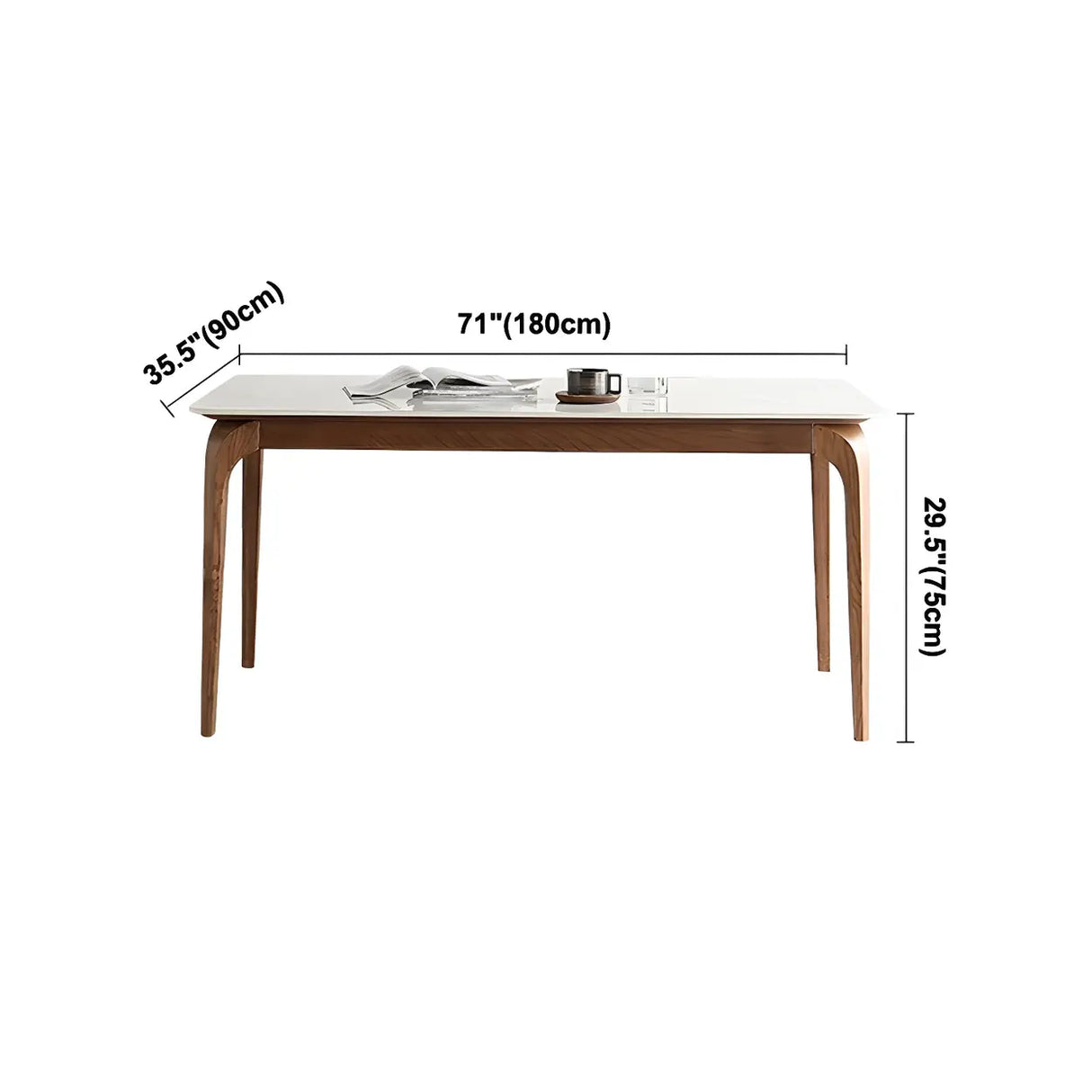 Mid-Century Modern Rectangular White Stone Dining Table Image - 15