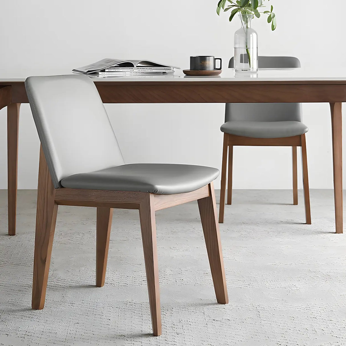 Mid-Century Modern Rectangular White Stone Dining Table Image - 8