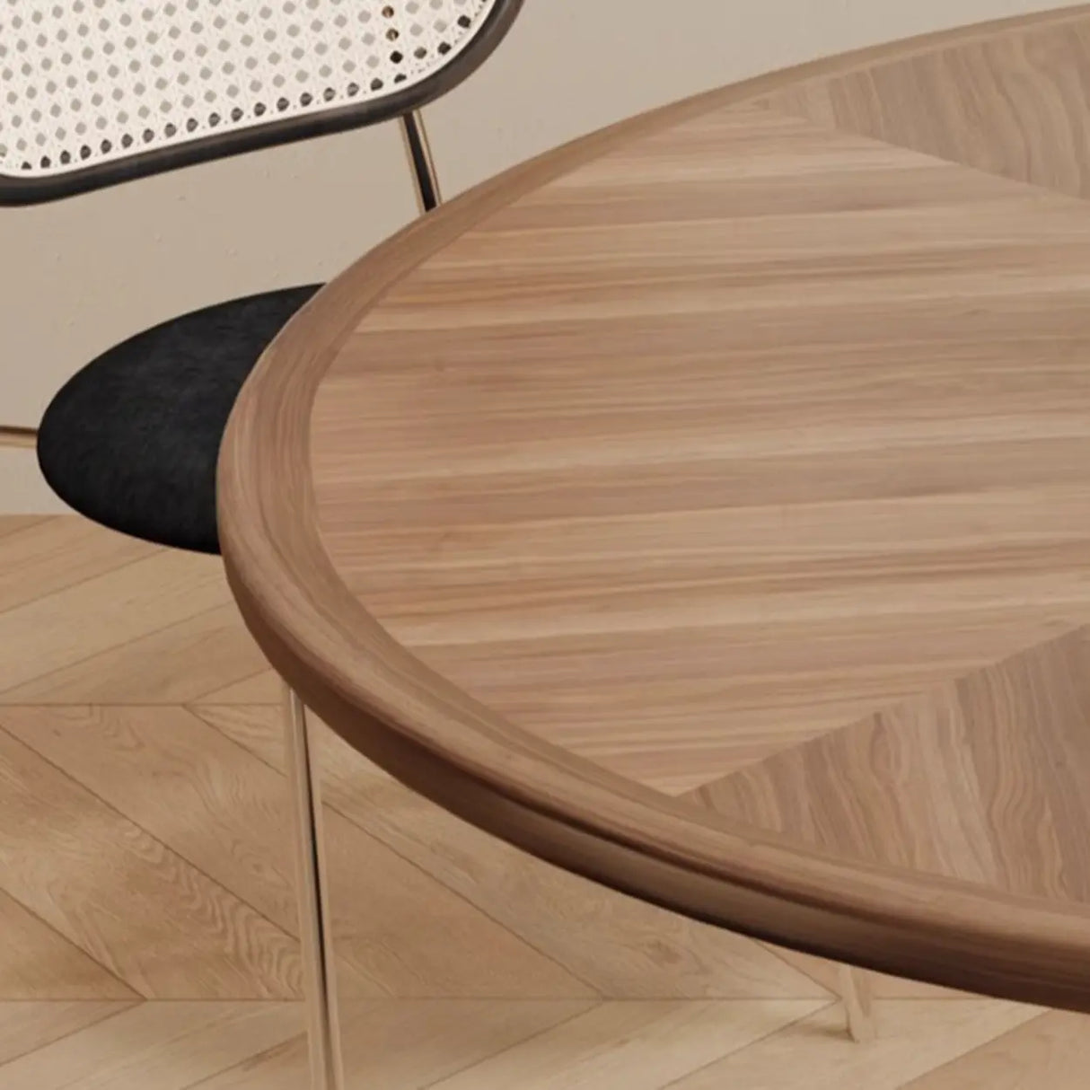 Mid-Century Modern Round Wooden Black Pedestal Dining Table Image - 5