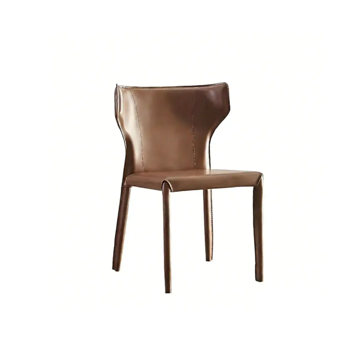 Mid-Century Modern Saddle Leather Armless Dining Chair Image - 5