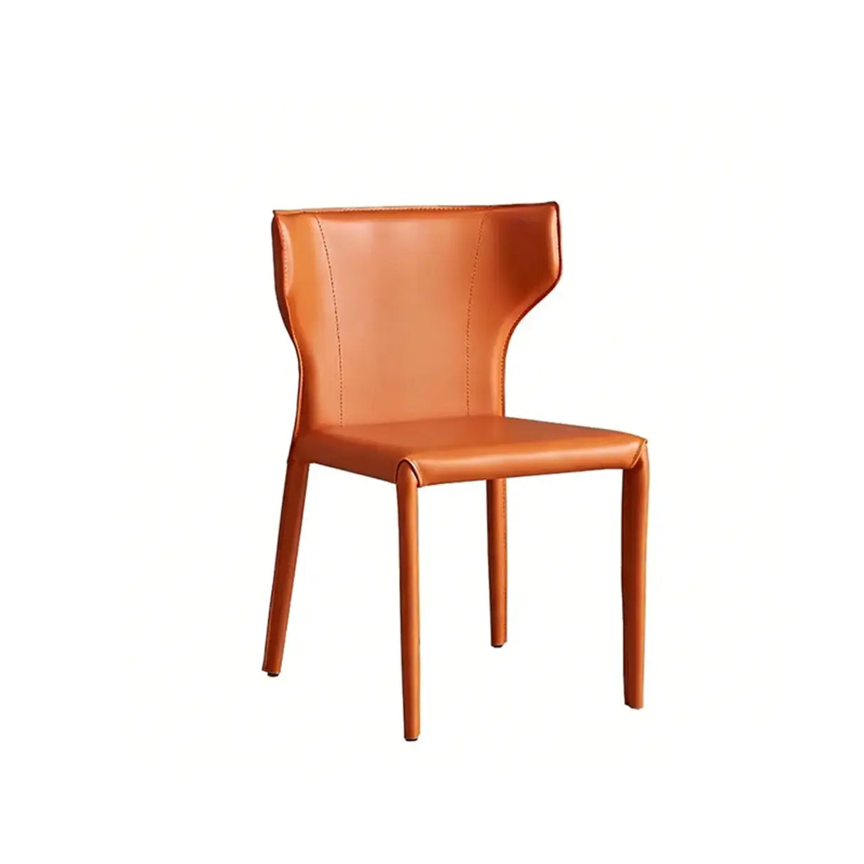 Mid-Century Modern Saddle Leather Armless Dining Chair Image - 7