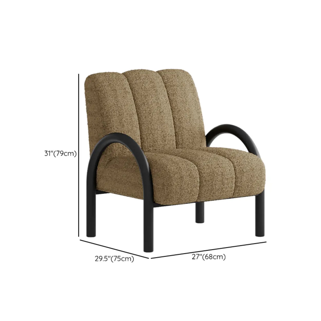 Mid-Century Modern Sherpa Upholstered Armrest Accent Chair Image - 13