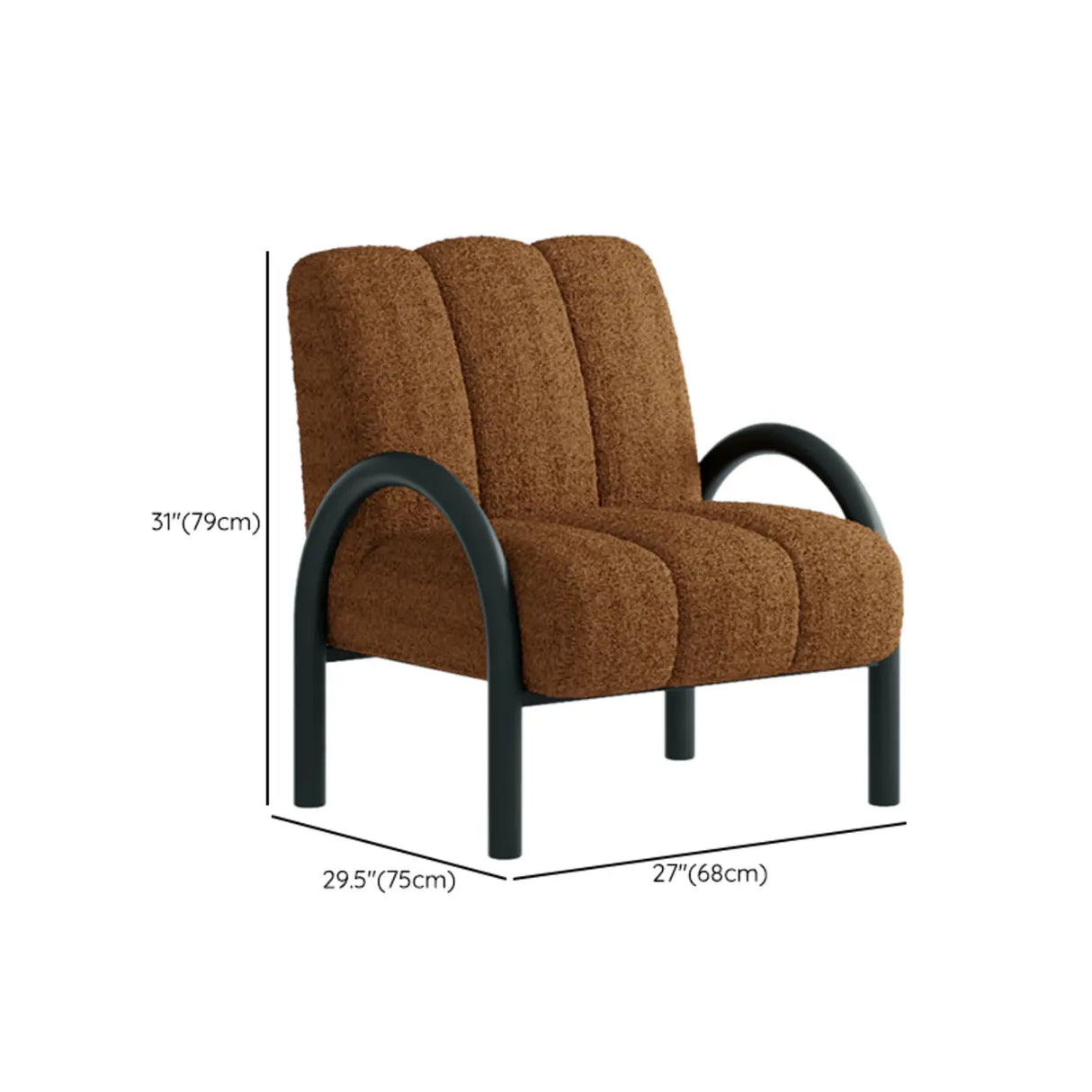 Mid-Century Modern Sherpa Upholstered Armrest Accent Chair Image - 14